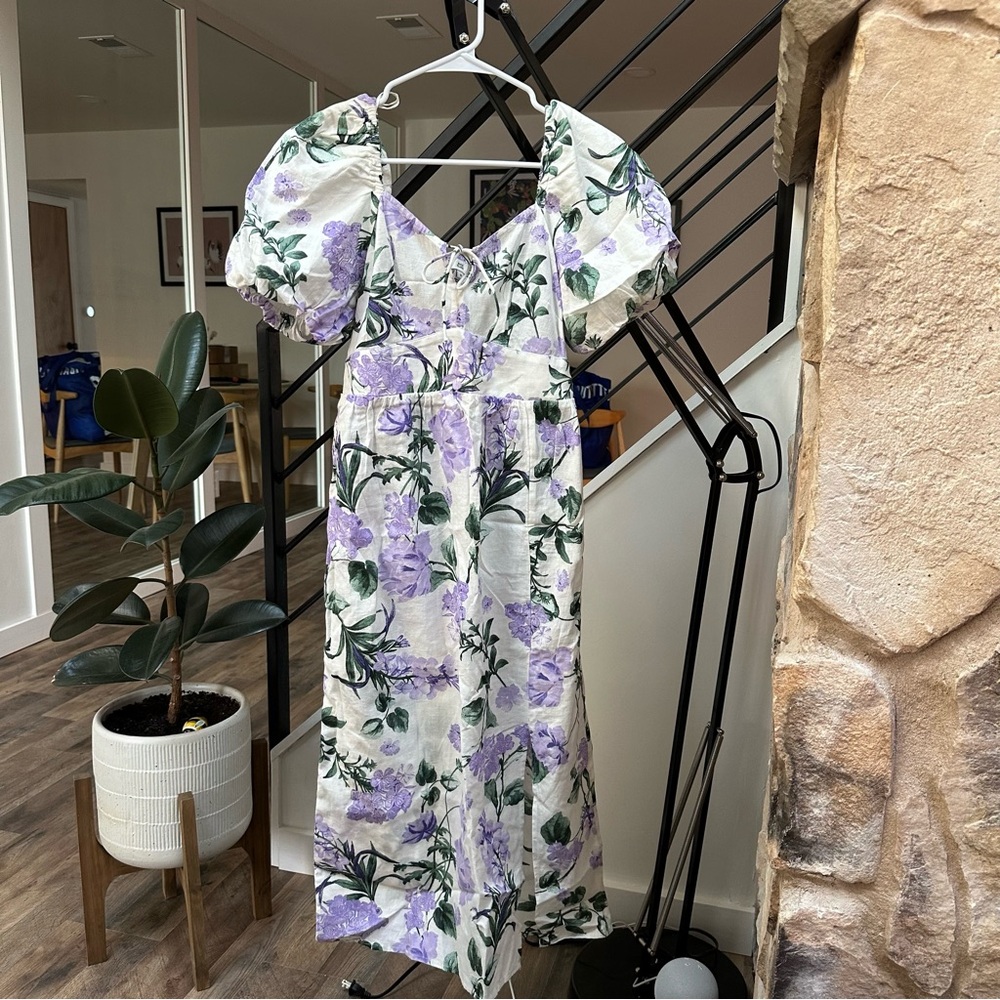 River Island floral midi dress in light purple size S (US 6)